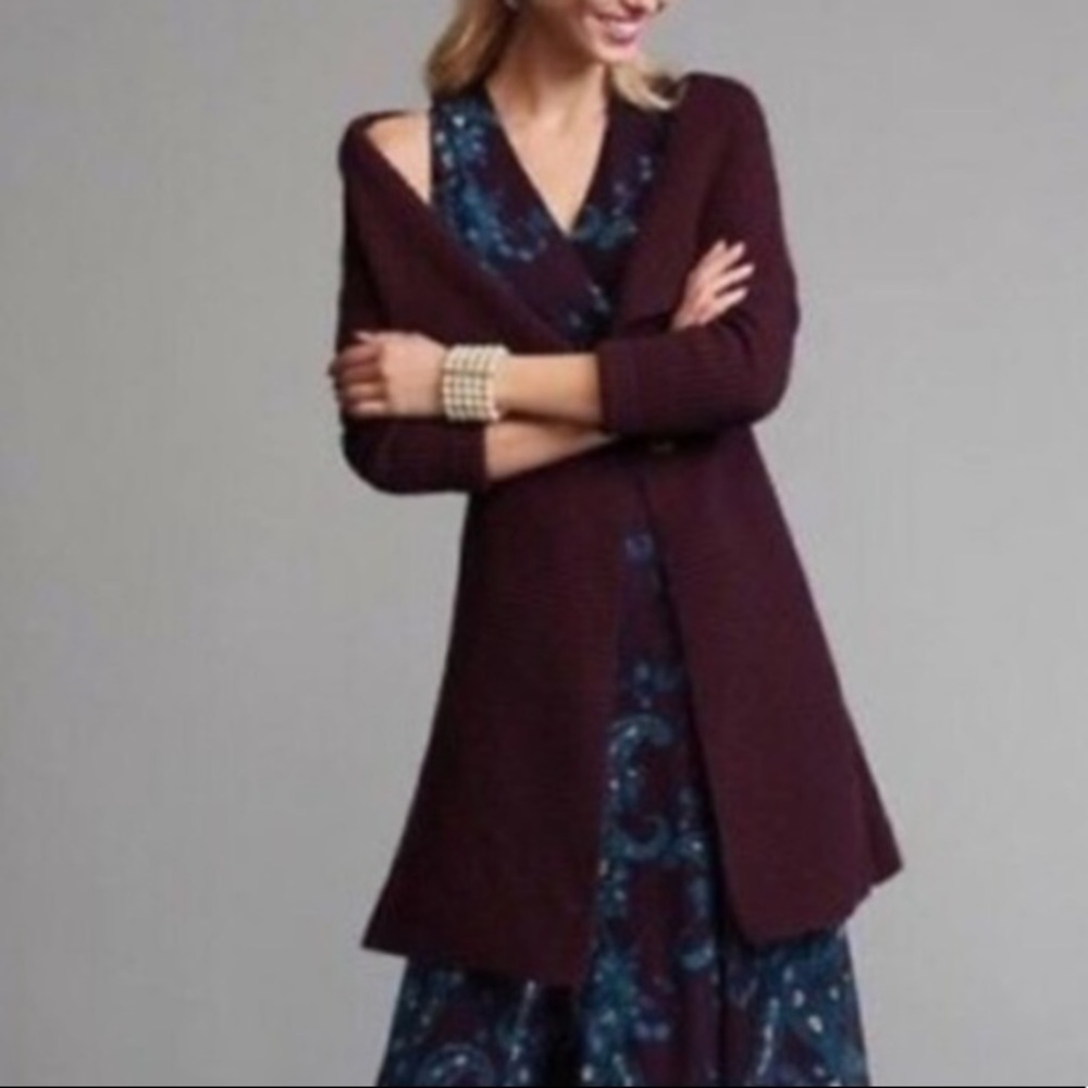 NWOT CAbi Regal Cardigan sweater, maroon, size small, #3350 cotton blend